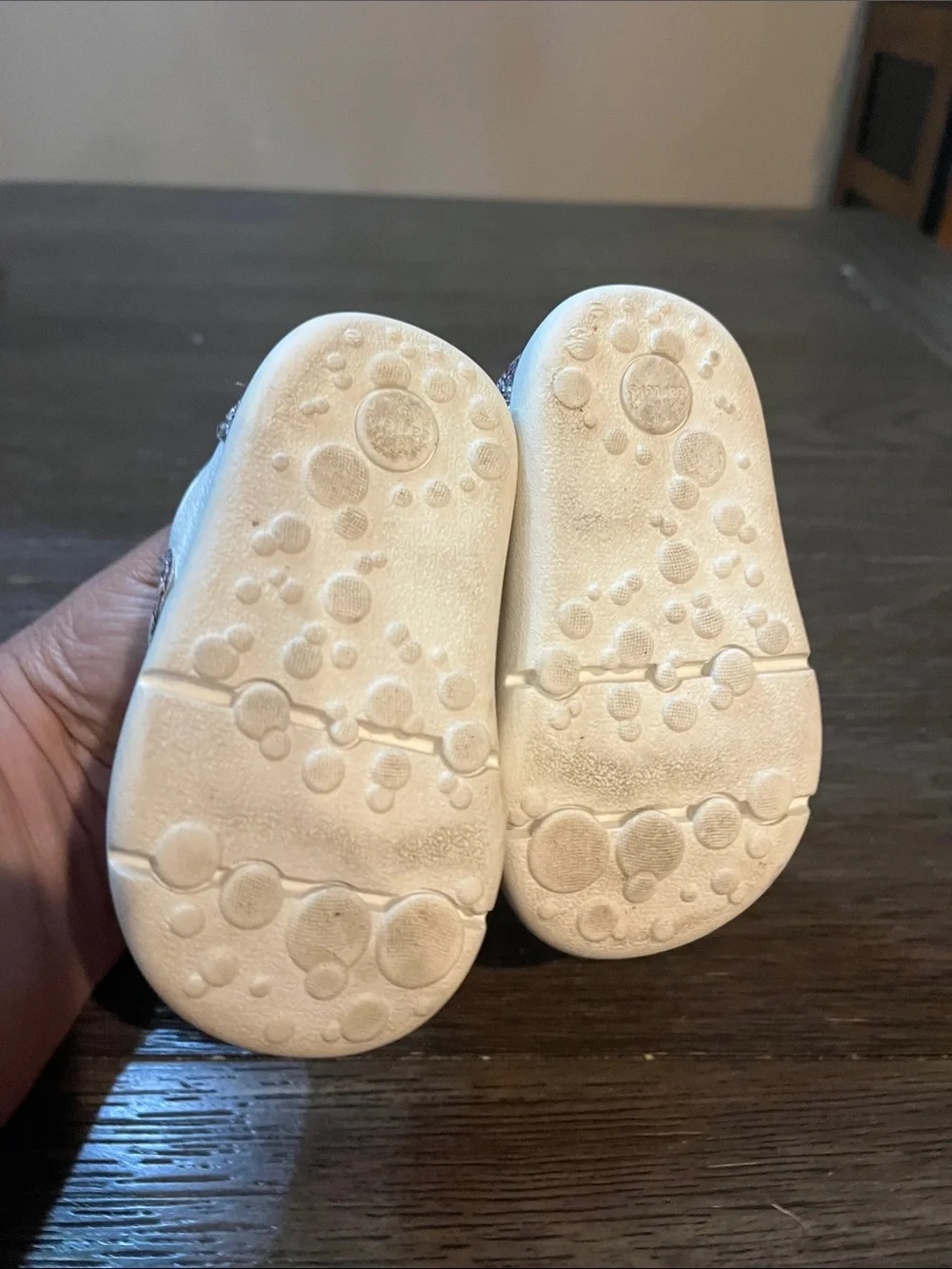 Carter's White Baby Sneakers with Pink Glitter Heart and Gold Heel